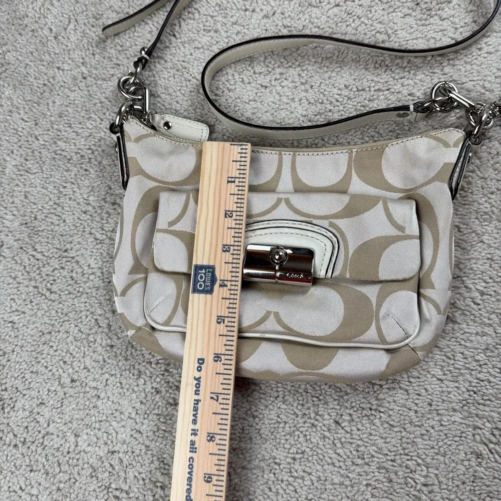 COACH Kristin Op Art Signature East West Crossbody‎ Sateen Shoulder Beige Canvas